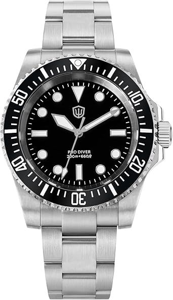 watchdives Professionelle Taucheruhr, WD1680Q V2 Japan VH31 Sweep Second Quarz Armbanduhr 40mm Saphirglas Uhr 200m wasserdichte Leuchtende Analoguhr
