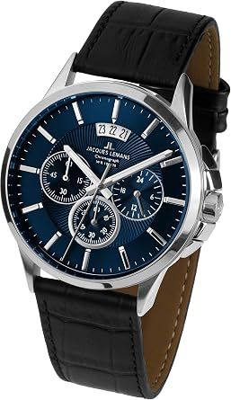 JACQUES LEMANS - Chronographen Sydney - Quartz Uhrwerk - Gehäusedicke: 10.9 mm - Gehäusebreite: 42 mm - Edelstahl - 10 ATM