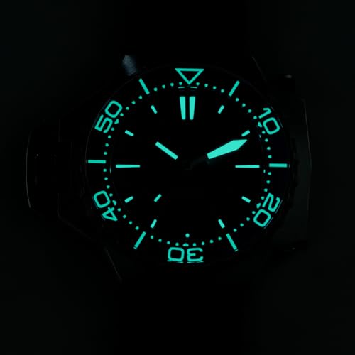 watchdives WD1968 Taucheruhren für Herren, PT5000 PT5004 Automatische Armbanduhr, 49.8 mm, Saphirglas, BGW9 Blau Blaulicht Leuchtend Automatikuhren, 300 m wasserdichte Taucheruhr mit Lederarmband (6)