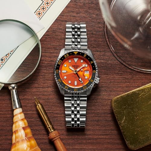 Seiko 5 Sports Herrenuhr Automatik GMT Stahl/Orange SSK005K1 (4)