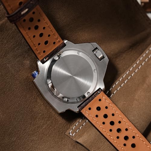 watchdives WD1968 Taucheruhren für Herren, PT5000 PT5004 Automatische Armbanduhr, 49.8 mm, Saphirglas, BGW9 Blau Blaulicht Leuchtend Automatikuhren, 300 m wasserdichte Taucheruhr mit Lederarmband (5)