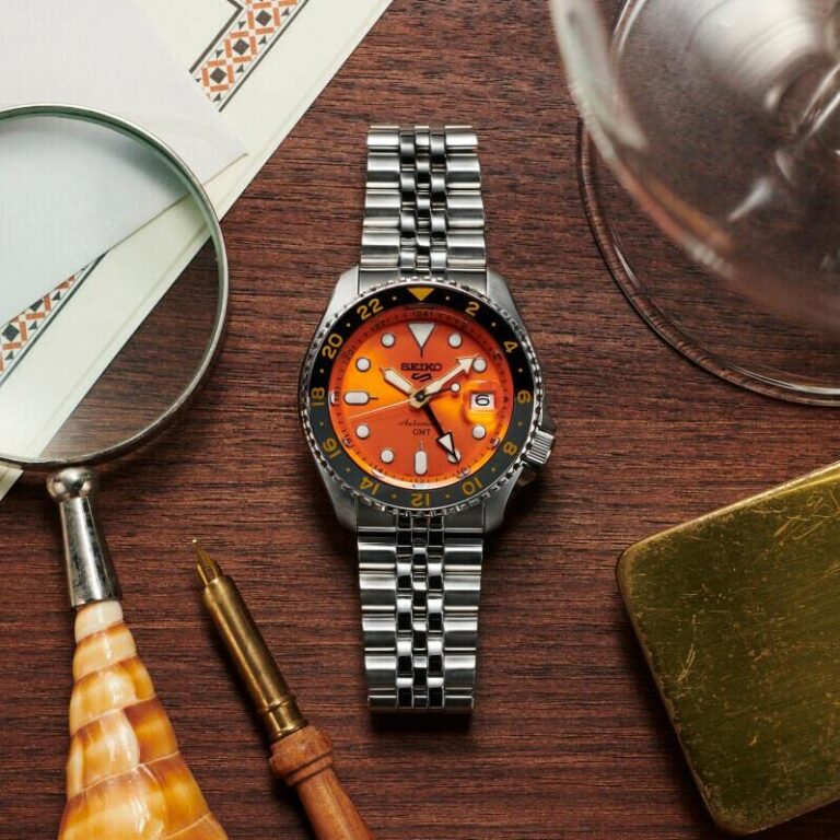 Seiko 5 Sports Herrenuhr Automatik GMT Stahl/Orange SSK005K1 (3)